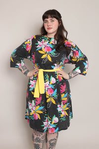 80s Black Floral Dress