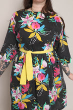 80s Black Floral Dress