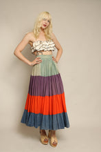 50s Color Block Gauze Cotton Skirt