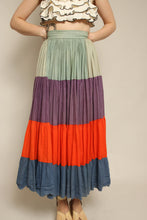 50s Color Block Gauze Cotton Skirt