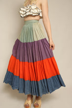 50s Color Block Gauze Cotton Skirt