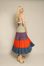 50s Color Block Gauze Cotton Skirt