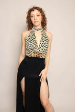 70s Leopard Halter Dress With Choker Collar