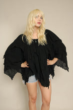 70s Black Gauze Cotton Tunic
