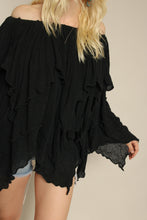 70s Black Gauze Cotton Tunic