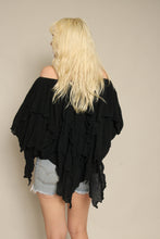 70s Black Gauze Cotton Tunic