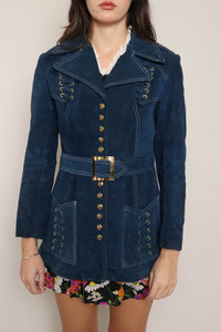 60s Lace Up Blue Suede Jacket