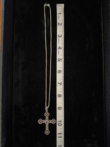 70s Amethyst Witch Sterling Cross Necklace