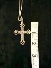 70s Amethyst Witch Sterling Cross Necklace