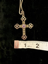 70s Amethyst Witch Sterling Cross Necklace