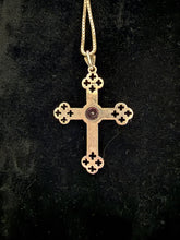 70s Amethyst Witch Sterling Cross Necklace