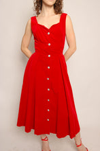 50s Red Velvet Party Dress
