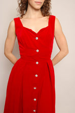 50s Red Velvet Party Dress