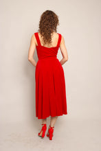 50s Red Velvet Party Dress