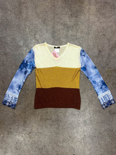 Y2K Custo Barcelona Striped Knit Shirt With Chiffon Sleeves