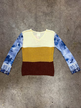 Y2K Custo Barcelona Striped Knit Shirt With Chiffon Sleeves