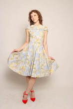 50s Floral Cotton Dress With Sequined Collar