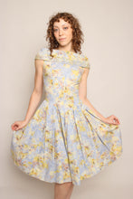 50s Floral Cotton Dress With Sequined Collar