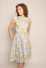 50s Floral Cotton Dress With Sequined Collar