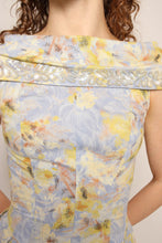 50s Floral Cotton Dress With Sequined Collar