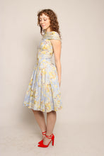 50s Floral Cotton Dress With Sequined Collar