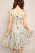 50s Floral Cotton Dress With Sequined Collar