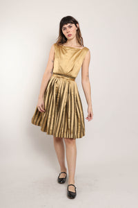 50s Golden Silk Dress