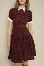50s Plaid Dress With Collar