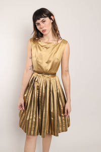 50s Golden Silk Dress