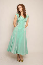50s Teal Taffeta Dress