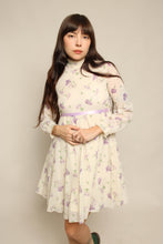 70s Purple Floral Prairie Dress