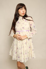 70s Purple Floral Prairie Dress