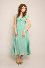 50s Teal Taffeta Dress