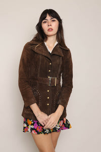 70s Detailed Stitch Suede Jacket