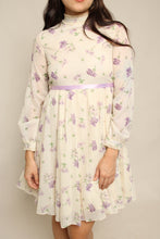 70s Purple Floral Prairie Dress