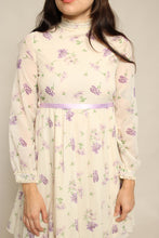 70s Purple Floral Prairie Dress