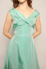 50s Teal Taffeta Dress