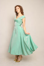 50s Teal Taffeta Dress