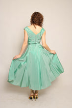 50s Teal Taffeta Dress