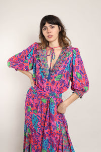 80s Abstract Chiffon Dress