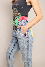 80s Color Block Acid Wash Jeans