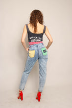 80s Color Block Acid Wash Jeans