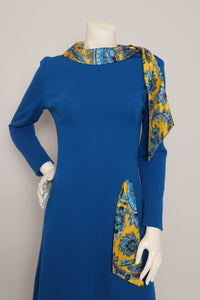 60s Paisley Sash Knit Dress