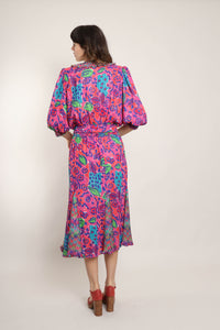80s Abstract Chiffon Dress