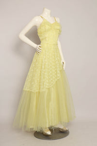 50s Yellow Tulle Gown