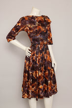 50s Abstract Rose Print Dress