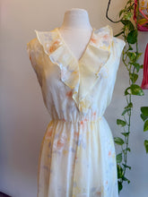 50s Pale Yellow Fluttery Chiffon Dress