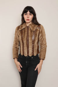 70s Striped Fur Cropped Jacket