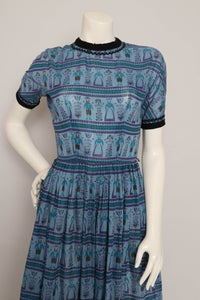 60s Folk Print Dress