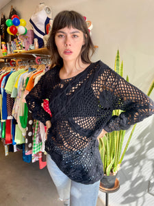 90s Crochet Fishnet Sweater